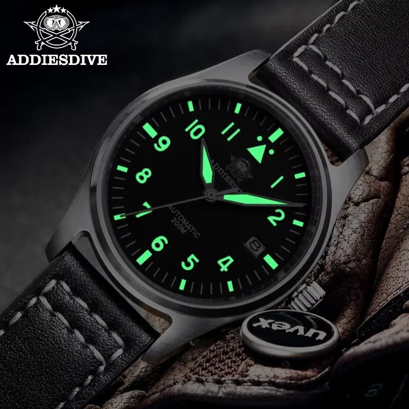 ADDIESDIVE Orologio automatico da uomo 39mm Zaffiro Acciaio inossidabile C3 Super luminoso 200m Impermeabile Hot MY-H2 Orologio Reloj Hombre