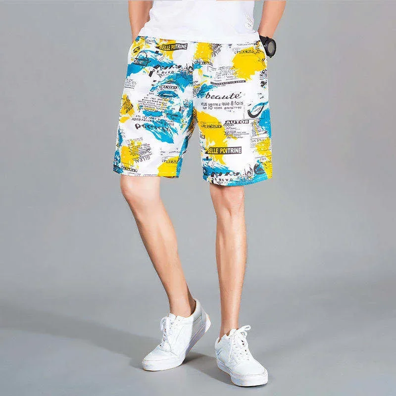 Pantalones cortos de estilo veraniego para hombre, pantalones cortos de playa transpirables de secado rápido, holgados e informales con estampado