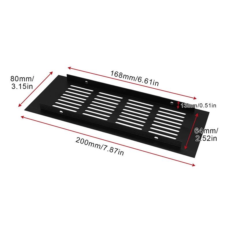 Grille de ventilation en alliage d'aluminium, grille à lamelles, grille d'aération pour armoire, acc