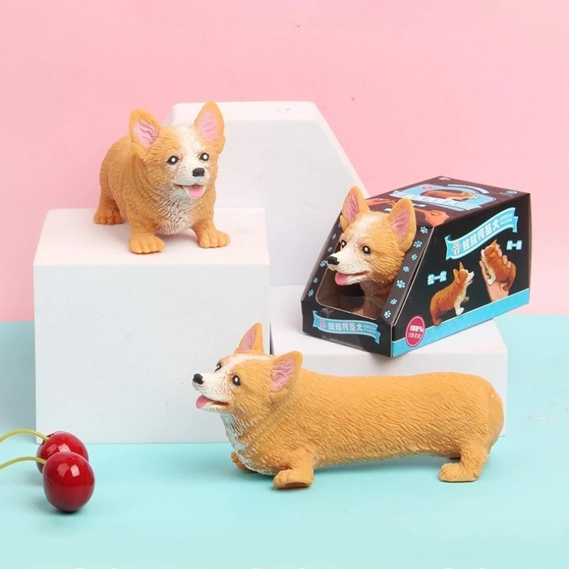 1PC Unzip Corgi Dog Modeling Creative Color Boxed Dog Decompression Pinch Music Toys Cute Desktop Ornament Birthday Gifts