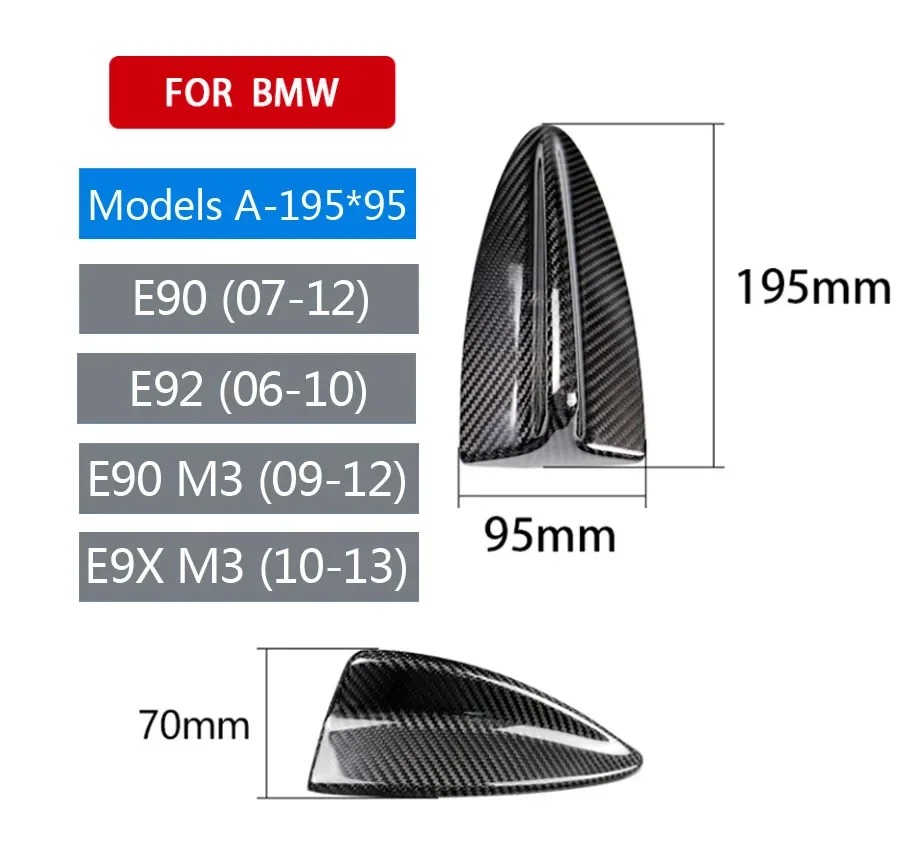 For BMW M2 M3 M4 12345 7 Series X1 X3 F22 F30 F34 F80 F87 F32 F36 F82 G11 G20 G12 G30 Real Carbon Fiber Shark Fin Antenna Cover image 3