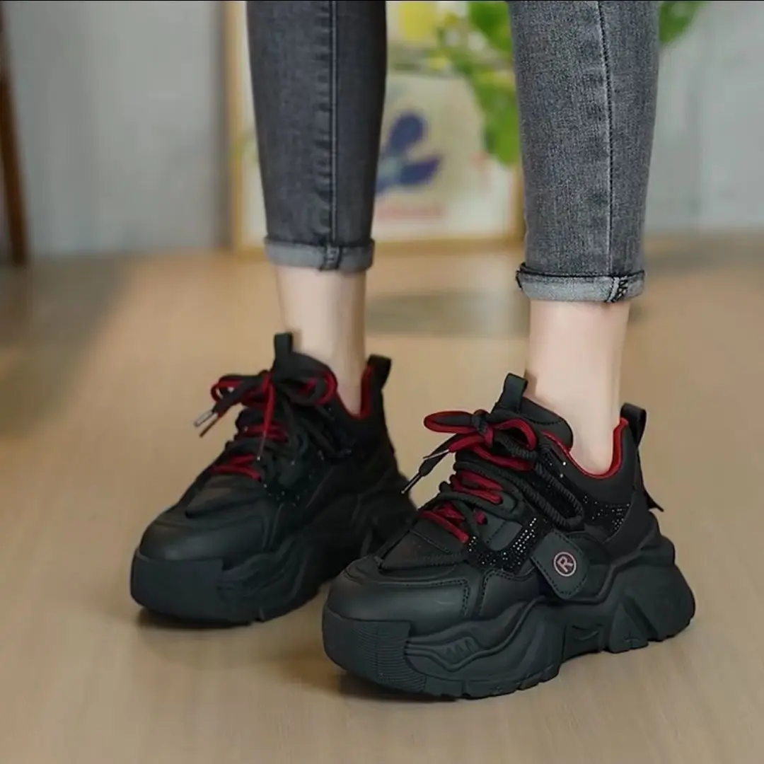 

​Women's Chunky Sneakers 2025 New Spring Autumn Thick Sole Versatile Casual Sneakers Hot Sale​ Fashion Lace Up Shoes for Women