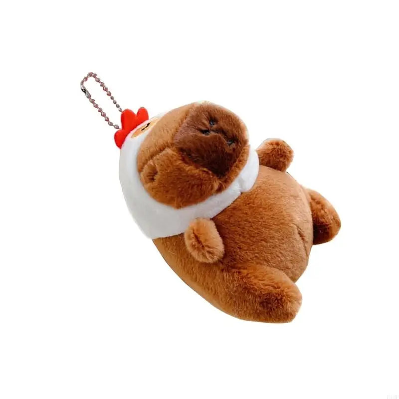 F19f cartoon capivara pelúcia chaveiro bonito animal pelúcia escola crianças mochila pingente