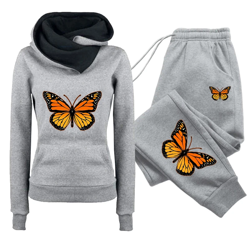 Damen-Set/Hoodie/Hose 2026 Trainingsanzug mit Herzmuster Kapuzenpullover Jogginghose Herbst Winter Damen Alltags-Freizeit-Sportoutfit – Detail 3