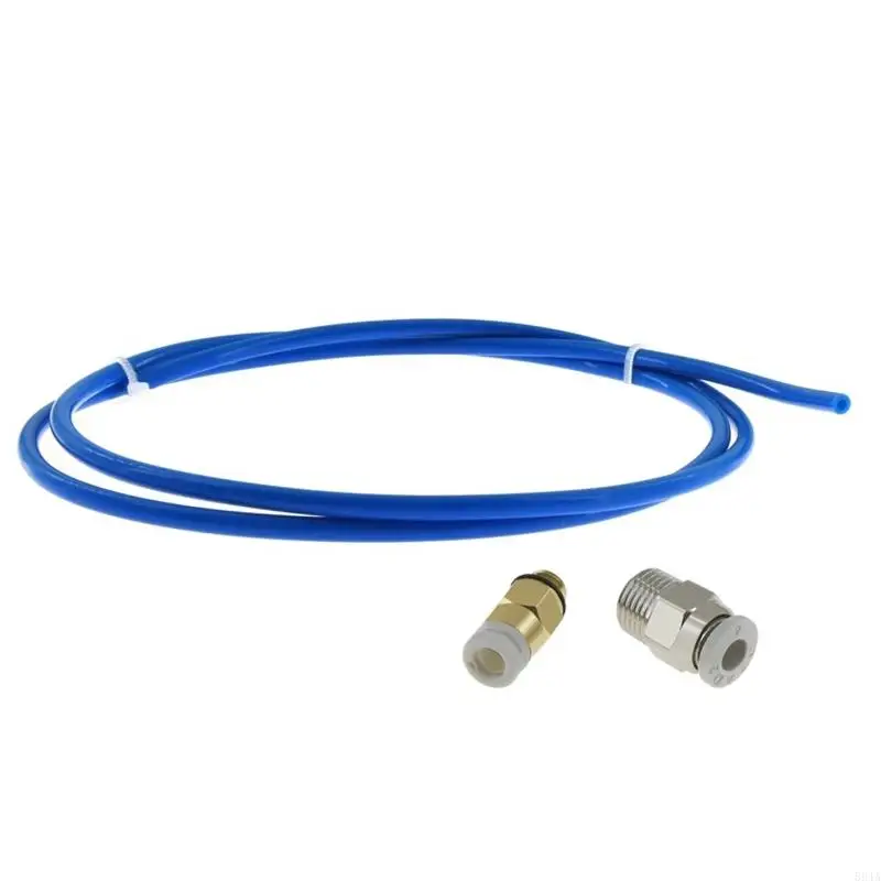 

594A 1Set PTFE Tube Blue PTFE Tubing (1M) with PC4-M6 Fitting and PC4-M10 Fitting Connector for 3D Printer 1.75mm Filament