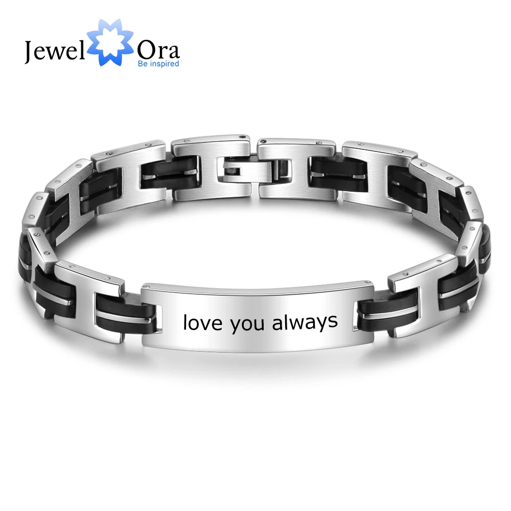 Fashion Stainless Steel Men Bracelets & Bangles Punk 210mm Length Black Men Bracelets New Dad Gift