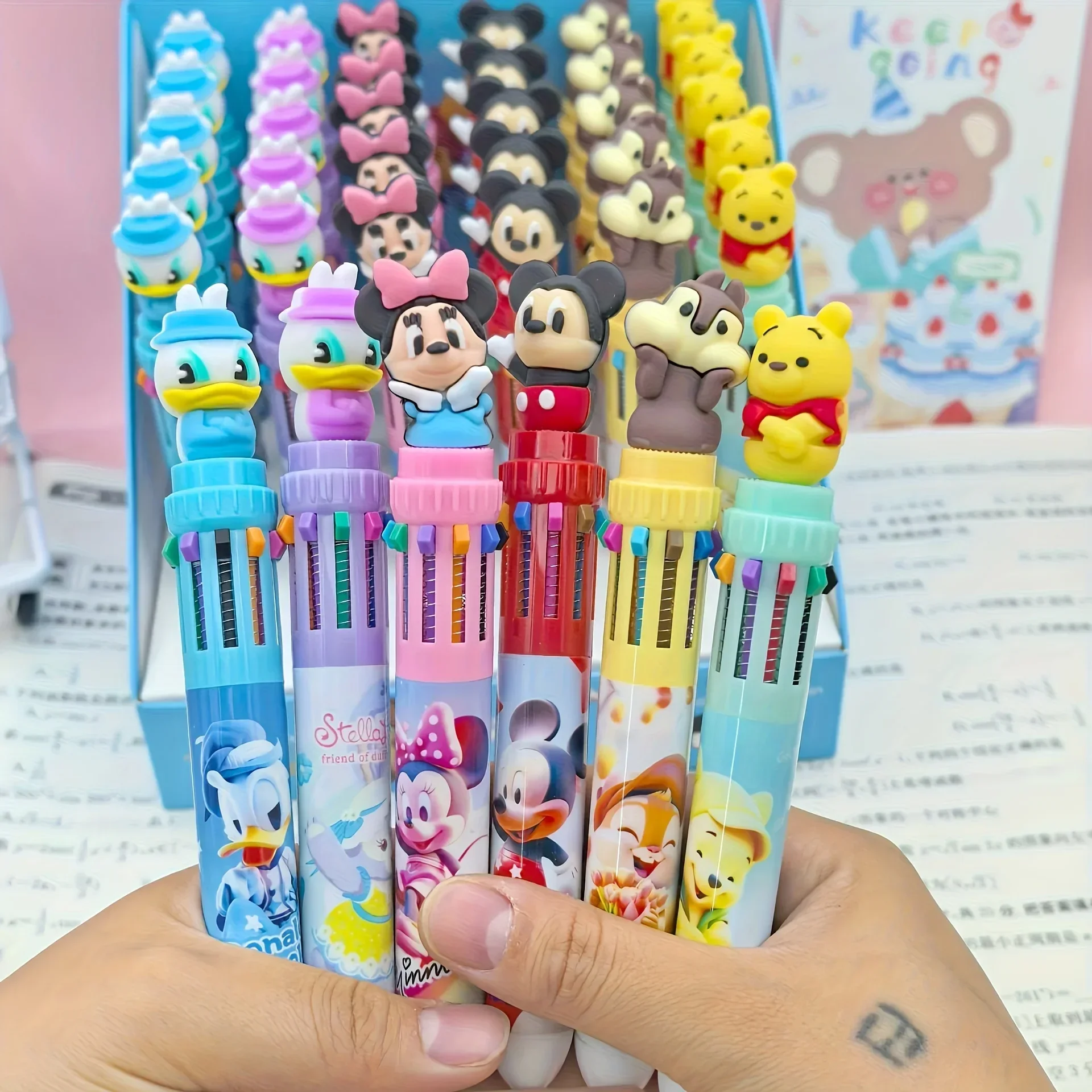 random color 1pc Disney Mickey Mouse Cute Pens, Each Pen Features Ten Colors,School supplies ，for study and office use