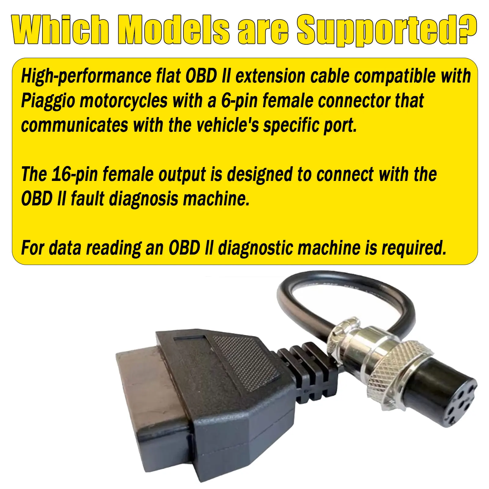 6-Pin OBD2-Diagnoseadapter für PGO Motorräder, 6-Pin Buchse für PIAGGIO Fahrzeuge, Motorrad-Steckverbinder, OBD2-Verlängerungskabel – Detail 2