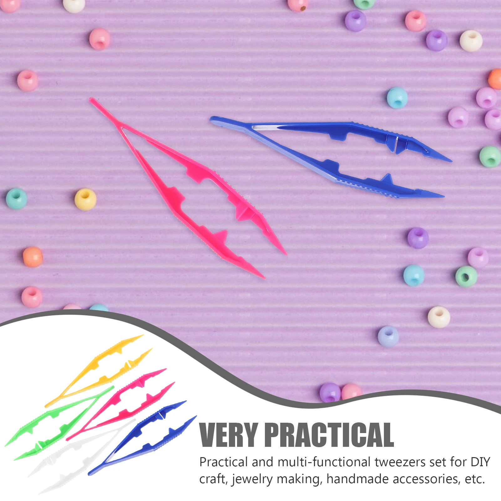 

20Pcs Craft Tweezers Plastic Material with Flat Tip Nonslip Handle for Jewelry Making Beads DIY Crafts Plastic Tweezers for