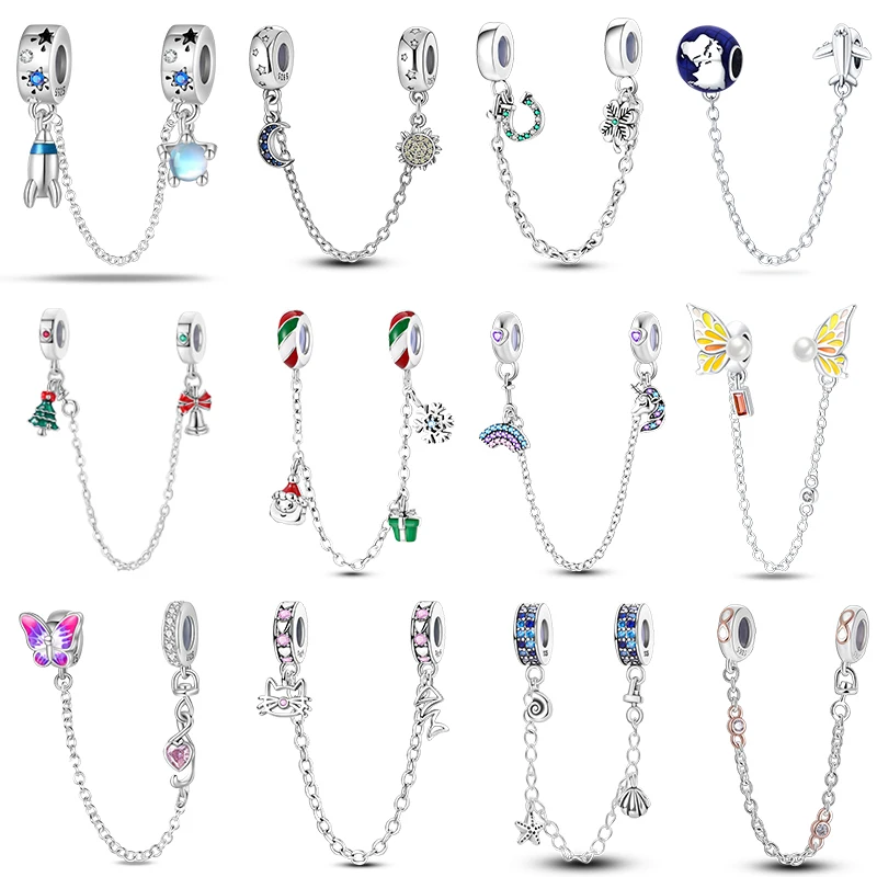 Hot Sell 925 Silver Festival Animal Plant Travel Fashion Design Chain Charms Beads Fit Pandora Original Bracelets DIY Jewelry