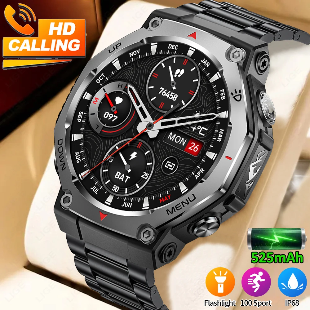 

LIGE 2025 Outdoor Sports KT85 Smart Watch 1.43" HD AMOLED 525mAh Long Battery Life Fitness Tracker Calorie Distance Smartwatch