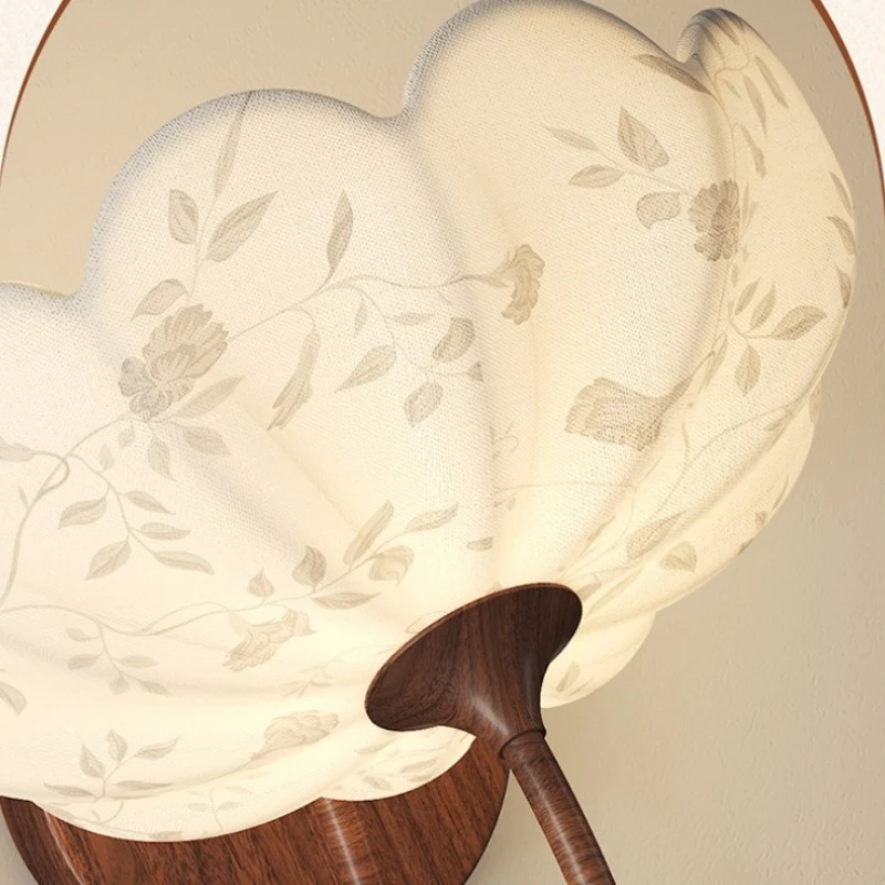 اليابانية الرجعية زهرة النسيج الطباعة مصابيح الحائط الديكور الفني جو الشمعدانات تركيبات غرفة الشاي بهو غرفة نوم السرير #6