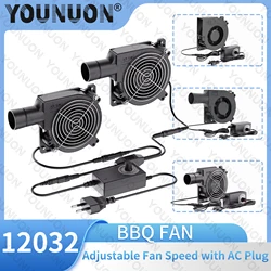 BBQ 120MM Blower Fan DC 12V 120mmx32mm Centrifugal Cooling Fan Variable Speed Controller Barbecue Fan for Camping Stove Cooking