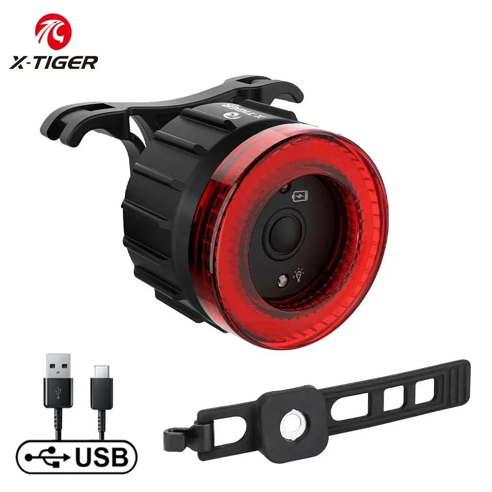 AliExpress X-TIGER Sensor Brake Light Dual Bracket Smart Bike Tail Light Waterproof LED Super Bright Bicycle Safety Warning Lights