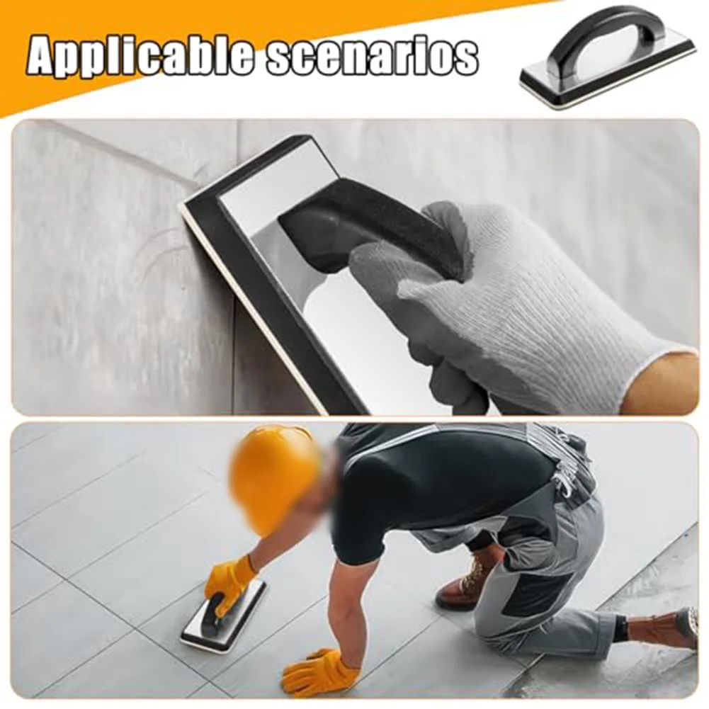 Grouting Tool Kit 2pcs for Tile and Concrete Work with Comfortable Rubber Handle and Smooth Edge Design 24x10cm
