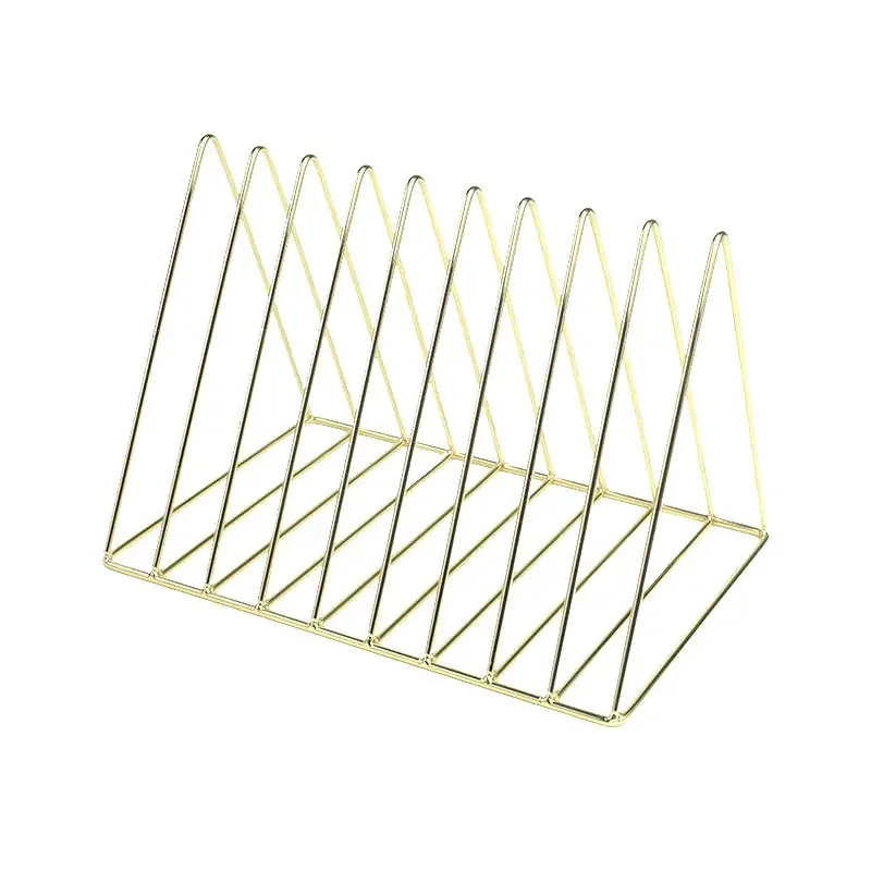 new Nordic Gold Wrought Iron 9-grid Bookshelf Bookstand Desktop Small Shelf Document Book Storage Rack Storage