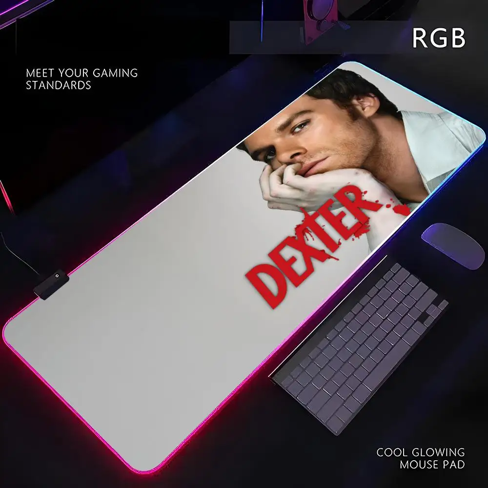 

Dexter Morgan Mouse Pad RGB Gamer LED Light Mouse Mat Peripherals Mousepad Computer Desk Mat XL Mice Keyboard Carpet