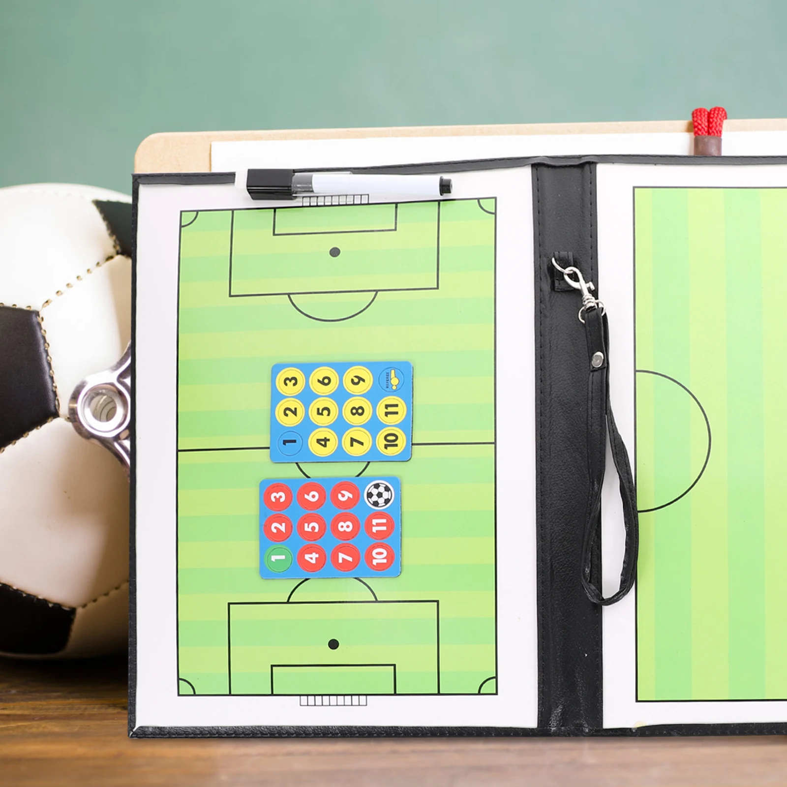 

Three-Fold PVC Football Board Reusable Training Strategy Tool Multifunctional Portable Sports Planner