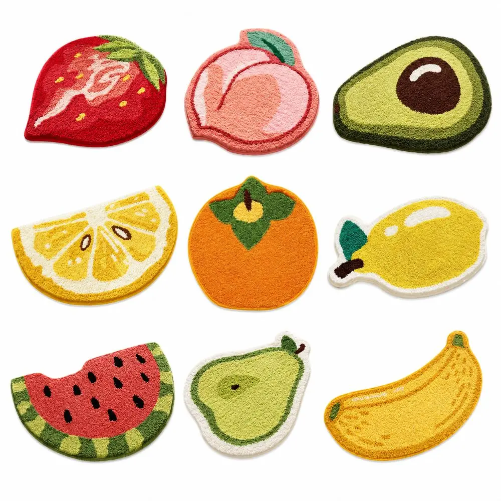 Cute Imitation Cashmere Fruit Bath Mats Soft Absorbent Bathroom Rugs Non-slip Thickened Door Mat for Living Room Bedroom
