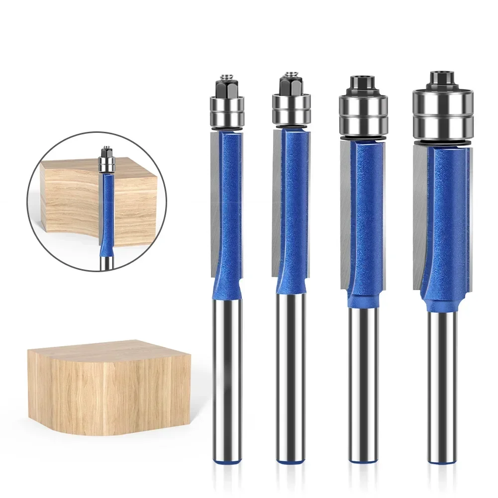 4PCS Biaxial Trimming Tool Double Bearing Carbide Flush Trim Router Bit for wood Carving Cutter Milling Cutter Woodworking Tools