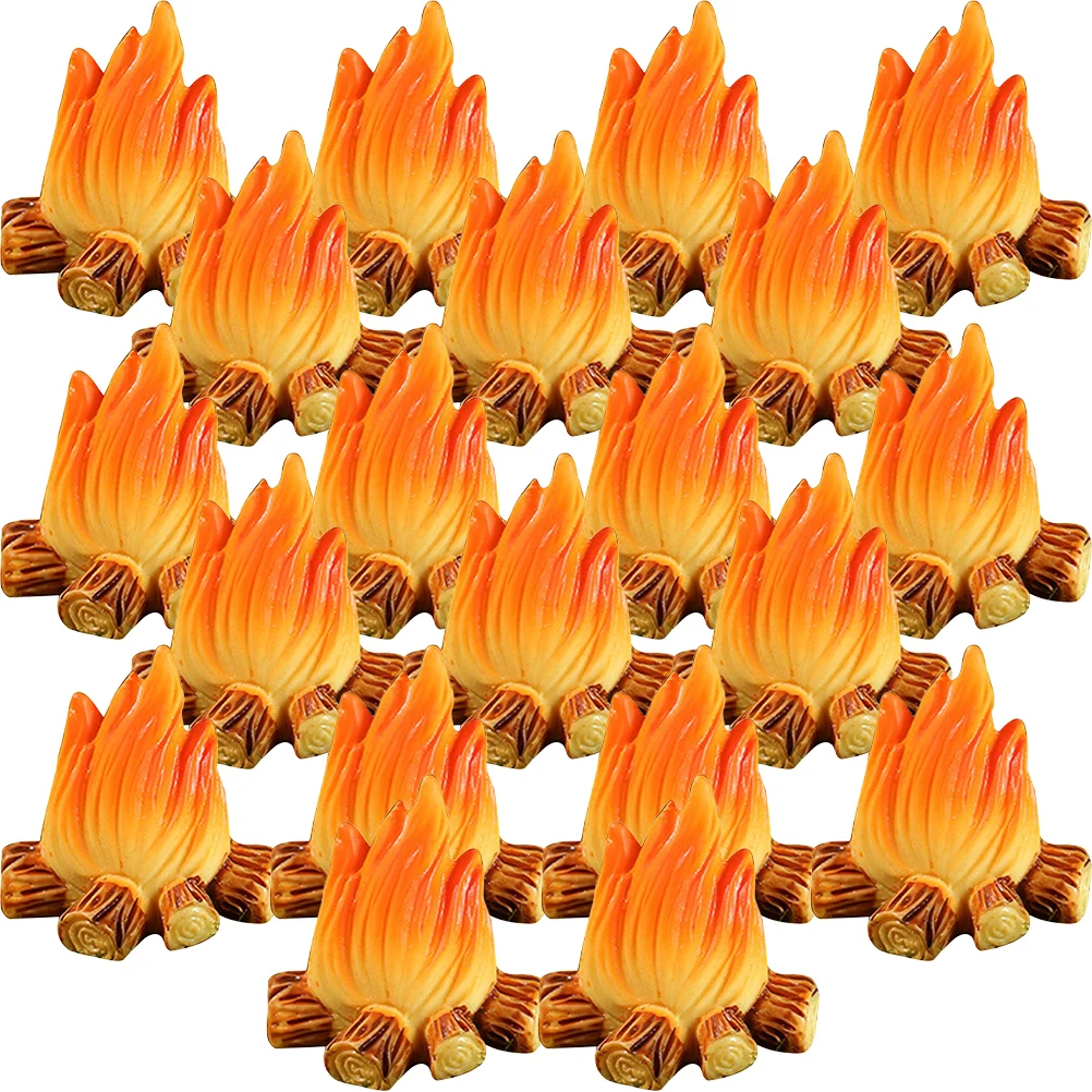 

20 Pcs Miniature Bonfire Set Fire Pit nament Garden Decor for Kids' Accessories 1:6 Scale Dollhouse Decor Fire Model