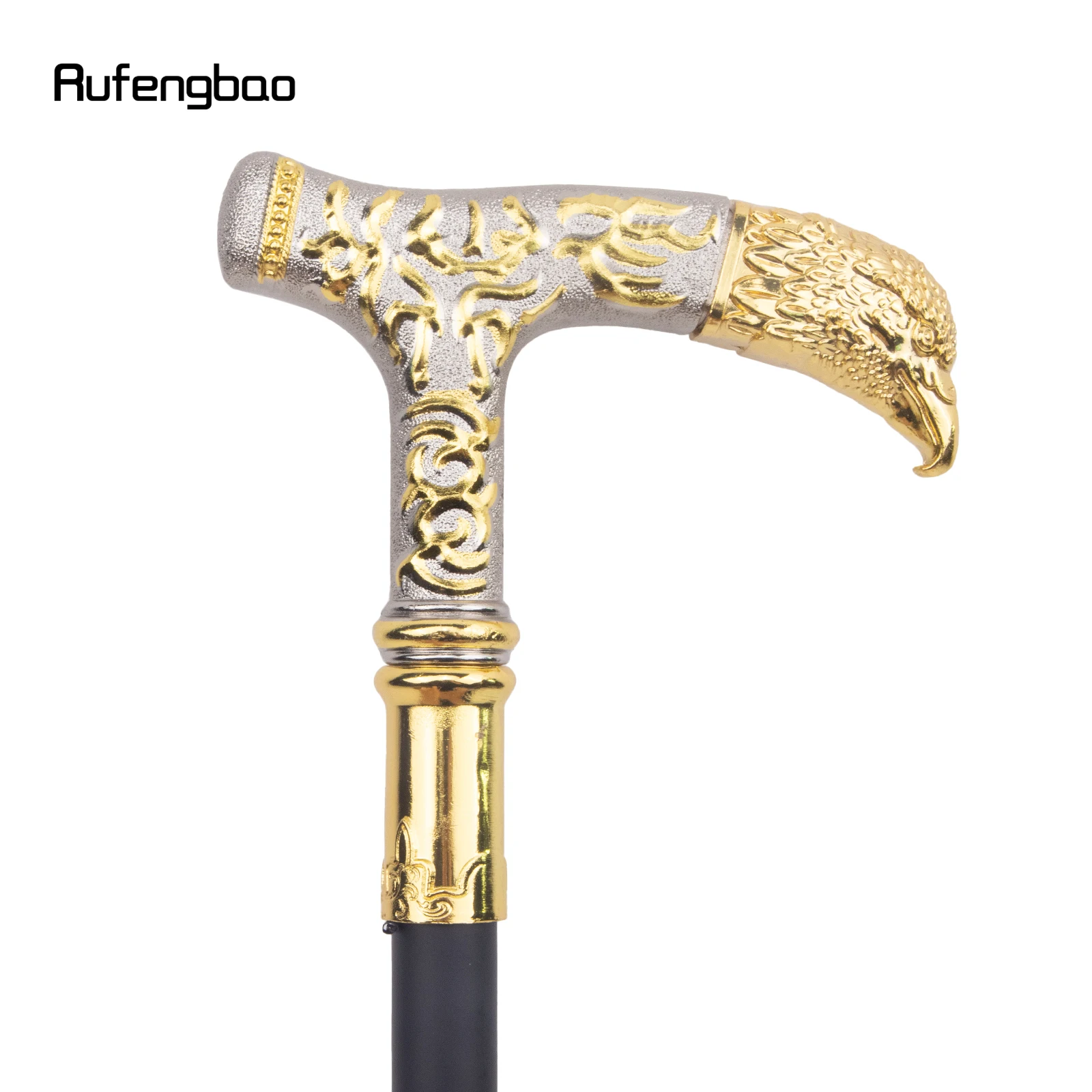 Golden White  Eagle Head Handle Walking Stick with Hidden Plate Self Defense Fashion Cane Plate Cosplay Crosier Stick 89cm