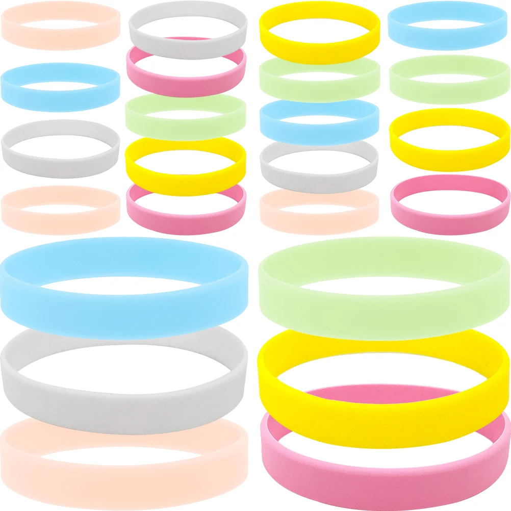 

24 Pcs Glow Bracelets Night Light Silicone Wristbands Kids Adults Party Favor Accessories Festive Supplies Rubber Neon