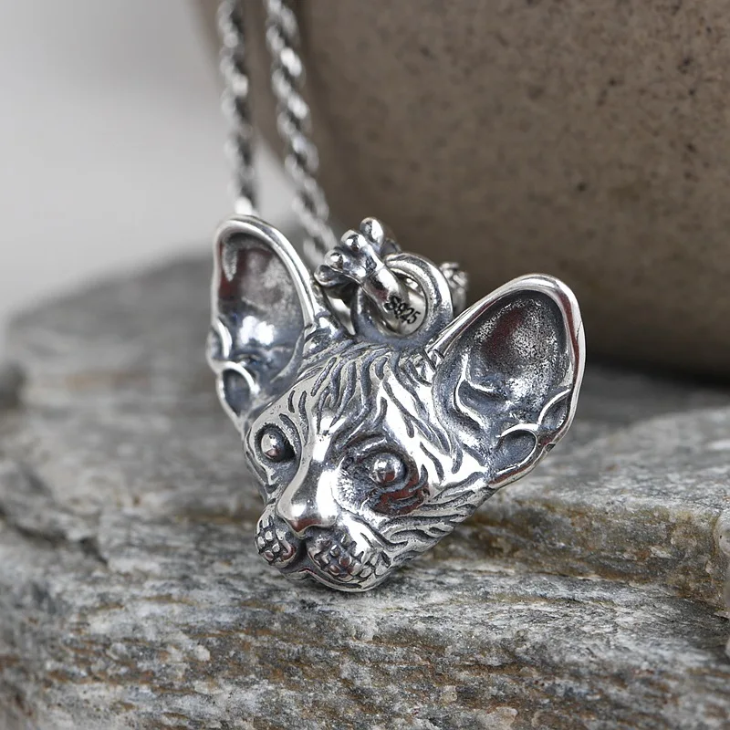 Fashion Silver Plated Cat Animal Pendant Necklace for Men Women\'s Cute Cat Head Necklace Birthday Gifts Female Jewelry