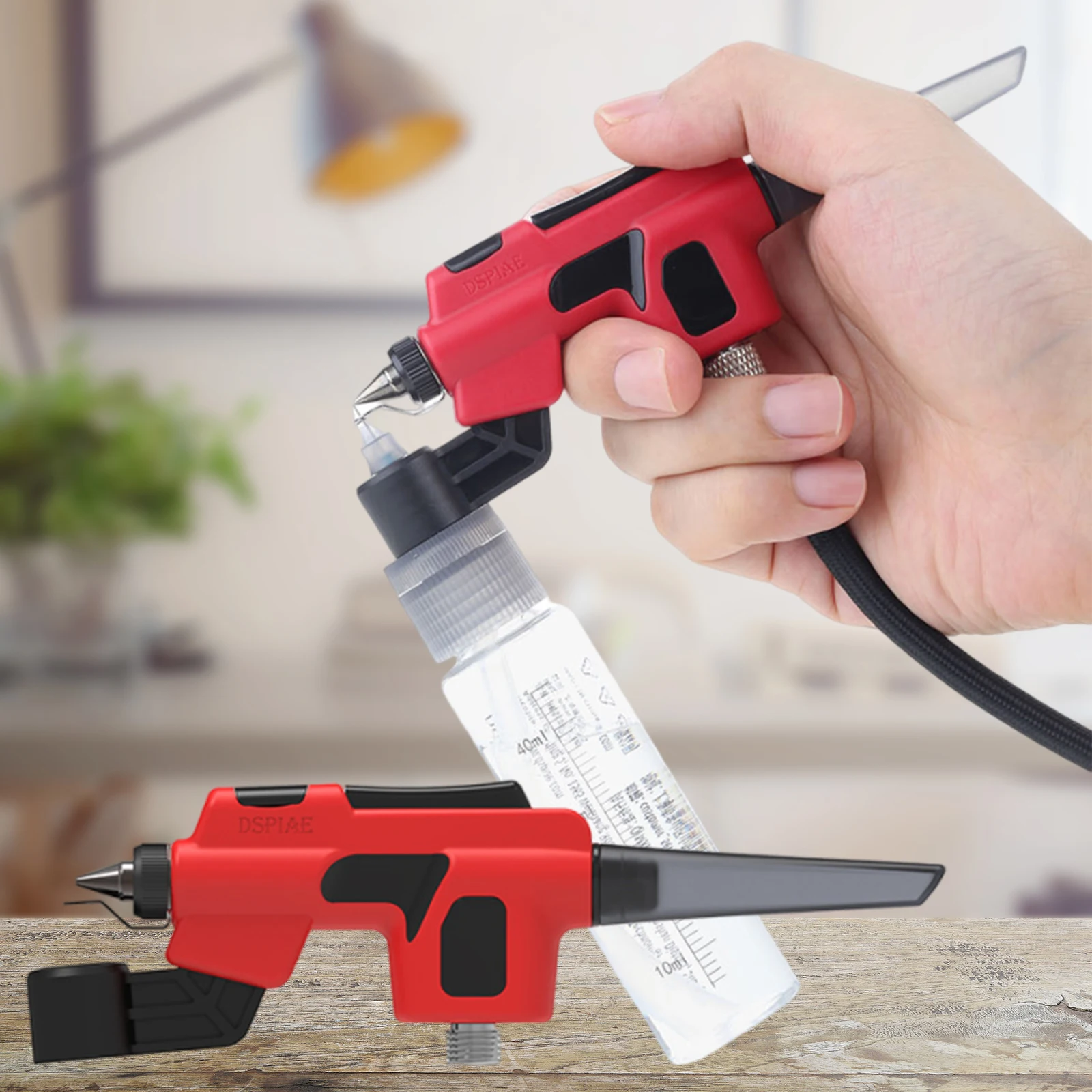 

PT-AB Wash-Free Airbrush with Marker Rack Portable Airbrush No-Wash Airbrush for Model Spray Coloring Hobby DIY Tool