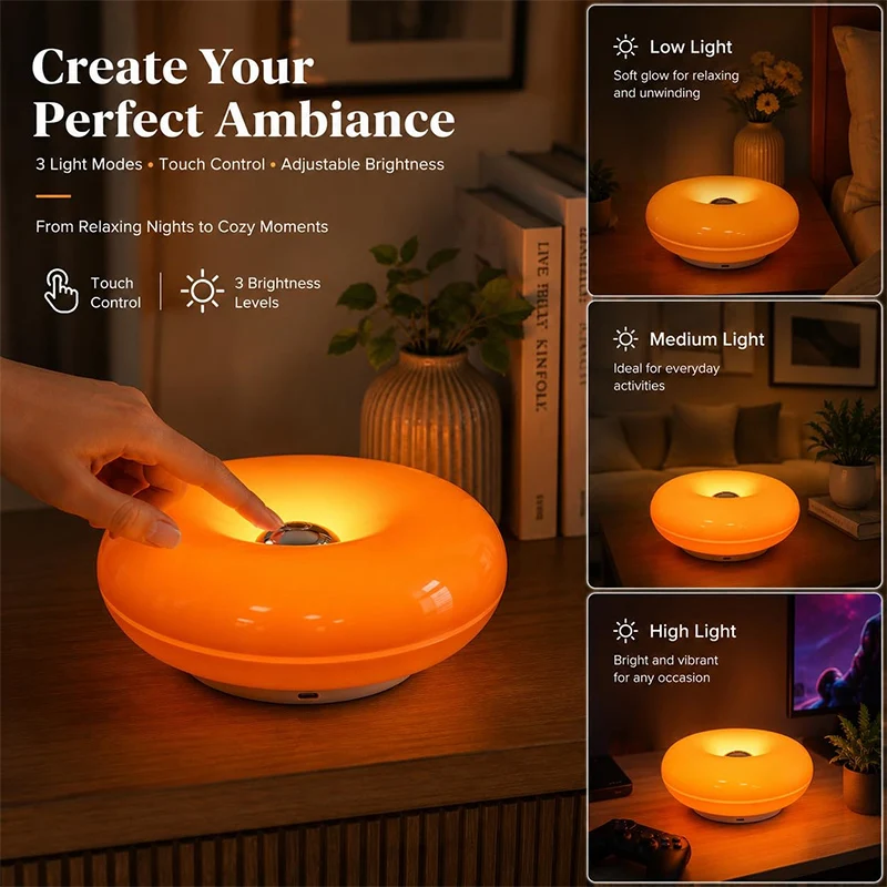 Orange Donut Table Lamp Touch Remote Control Dual Control Wall Mounted Light Atmosphere Nightlight For Home Decoration Gifts