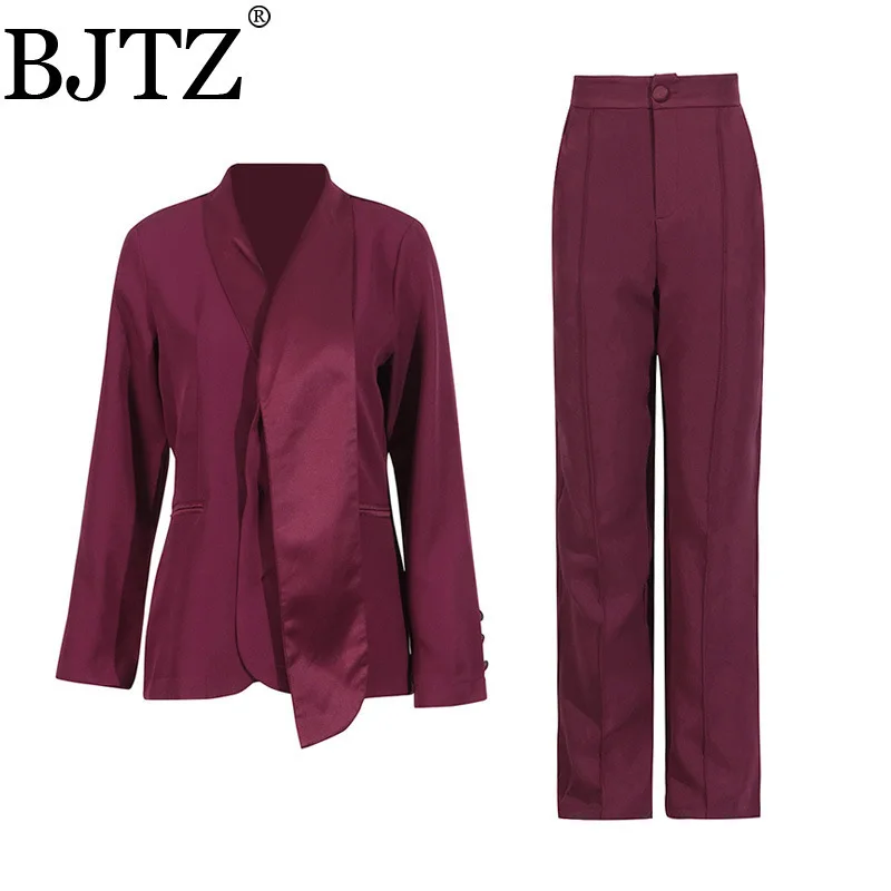 

BJTZ Temperament Fashion Two Piece Set For Women 2025 Spring Summer New Lapel Collar Long Sleeve Solid Color Office Lady Sets
