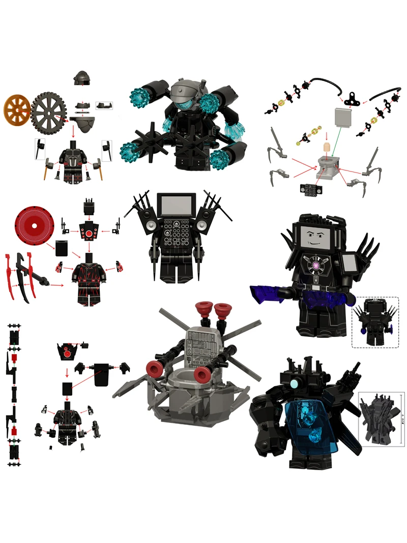 Skibidi toilette MOC blocs de construction de Robot abstrait Compatible avec LEGO moniteur TV homme figurines délicates Mini modèle briques jouets