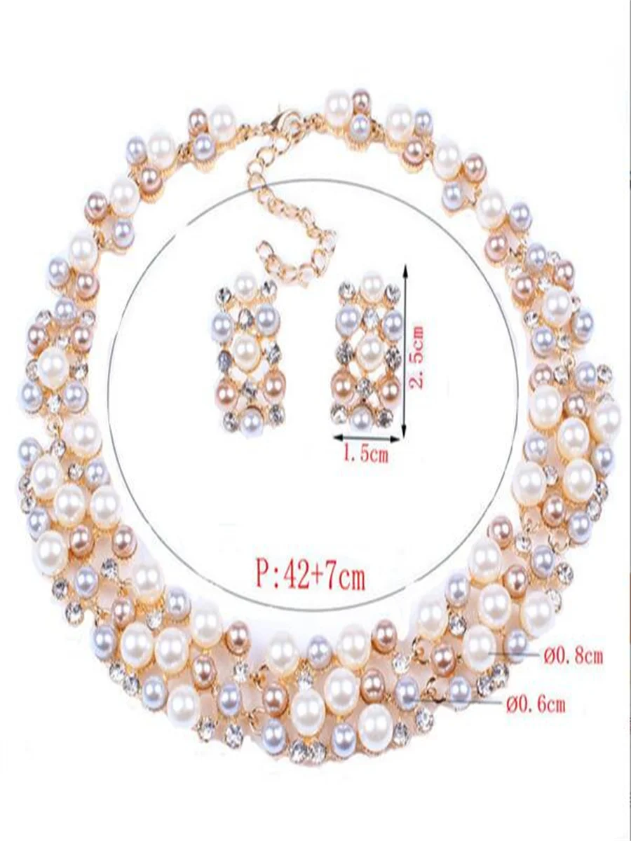 Network explosion imitation pearl necklace set bridal jewelry High-grade electroplated alloy jewelry for woman