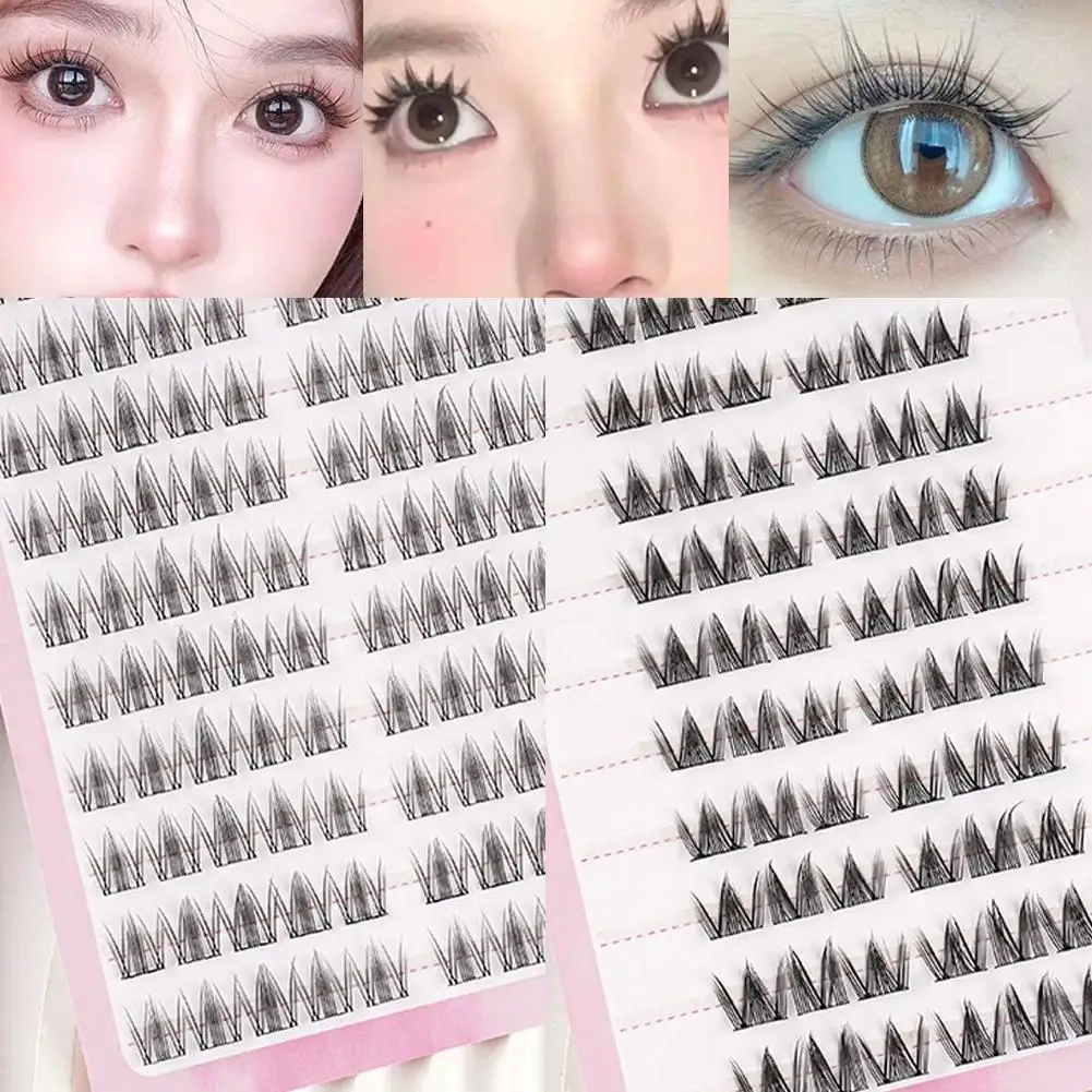 글루 프리 인조 속눈썹 코믹 스파이어 속눈썹 자연스러운 풍성한 DIY 속눈썹 클러스터 개별 속눈썹 연장 메이크업 도구