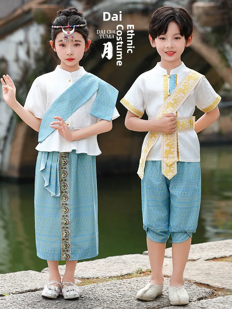 

Girls Boys Ethnic Tai Dr Water Festival Daily Wear Children's Clothing Polyester Fabric Online Exclusive Summer Collection