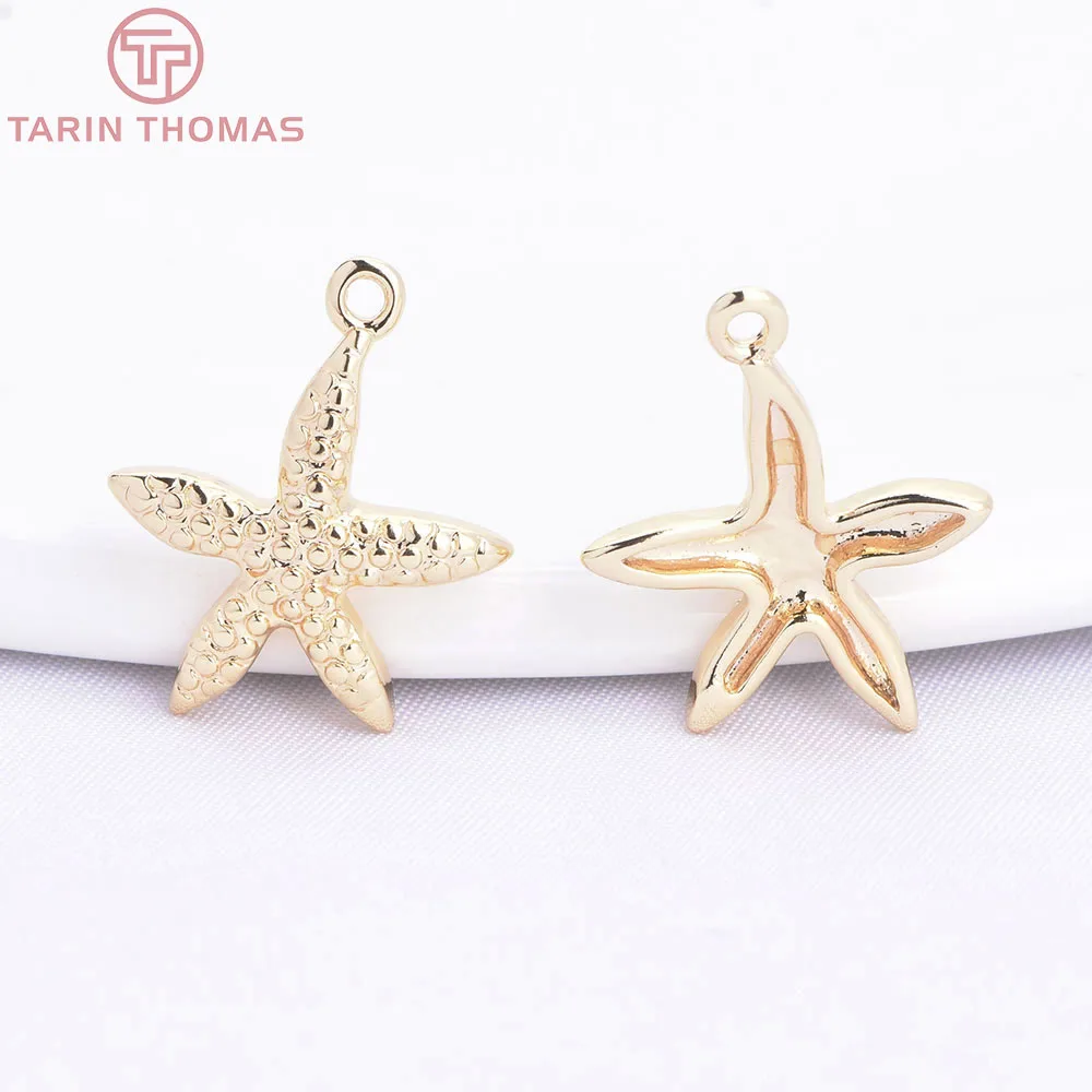 (555) 10PCS 13.5x16MM 18K Gold Color Brass Starfish Pendants Charms High Quality Diy Jewelry Making Findings Accessories