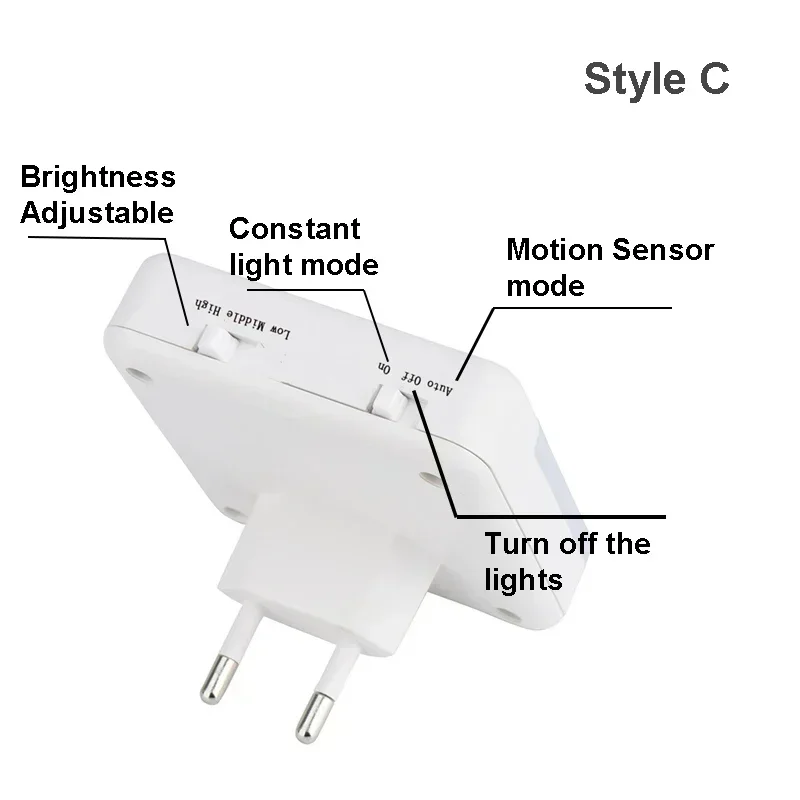 Bewegungsmelder-Nachtlicht, LED, kabellose Nachtlampe, US, EU, UK, AU-Stecker, energieeffizient, dimmbar, Sensor-Treppenlampe für Schlafzimmer