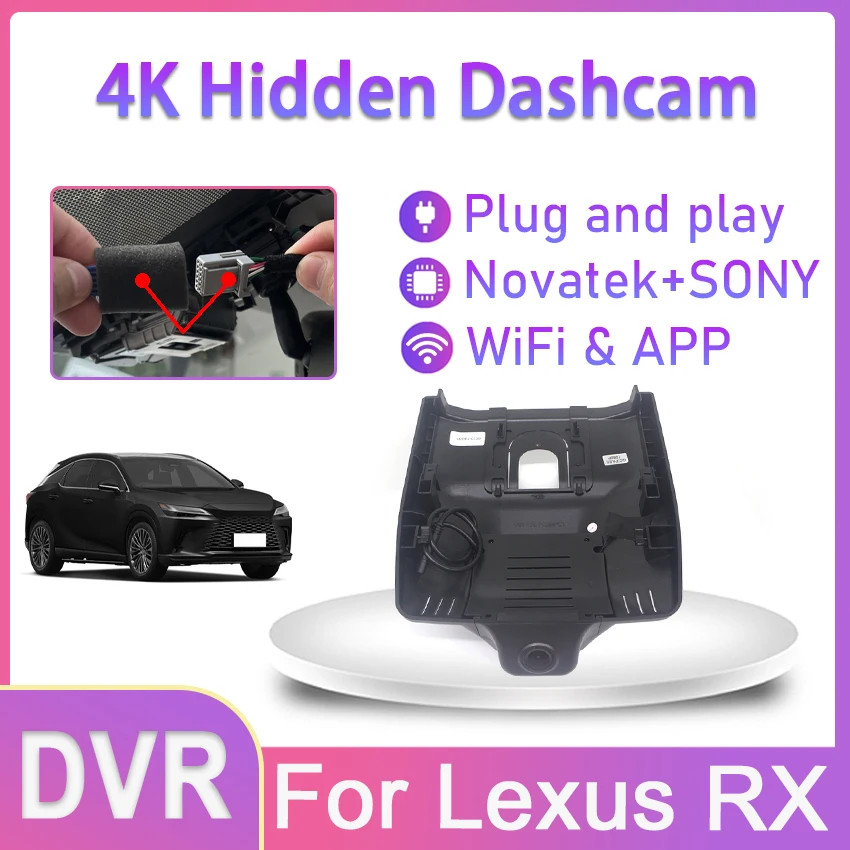 New! 4K 2160P Car DVR Plug and Play Dual Lens Dash Cam Wifi Front and Rear Camera for Lexus RX RX350 RX350h RX450h RX500h 2023