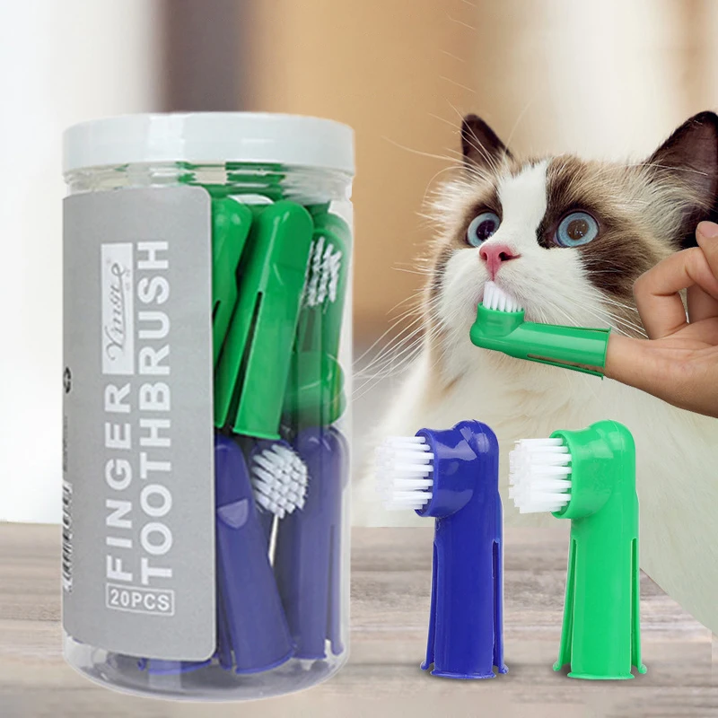 

Reusable Double-headed Dog Toothbrush Set Multi-angle Soft Oral Cleaning Massage Tooth Finger Brush for Dog Cat Pet Wholesale