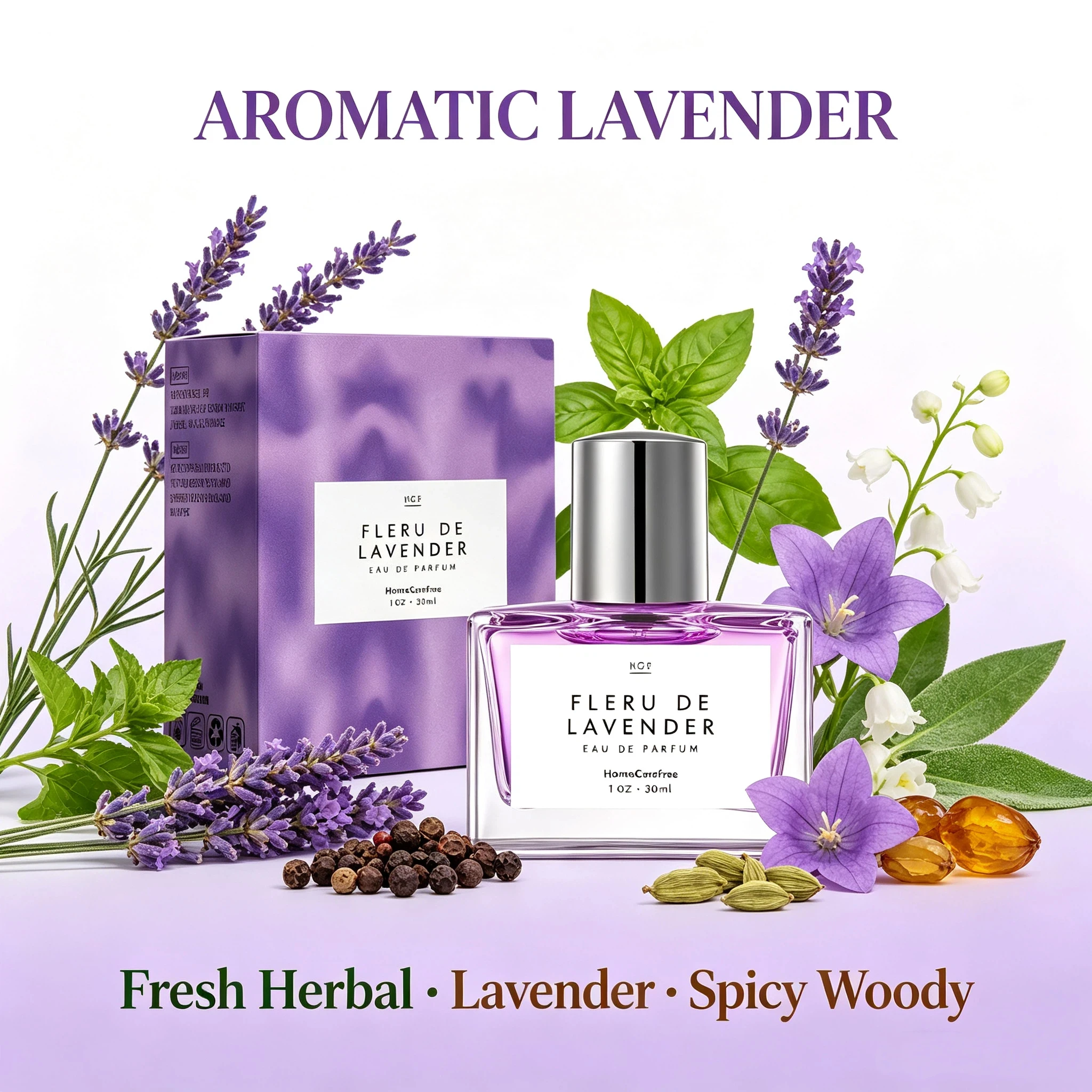 30ml  Lavender Pheromone Spray - Basil Pepper Violet Perfume Spray, Fresh Herbaceous Eau de Parfum, Long‑lasting Fragrance Spray