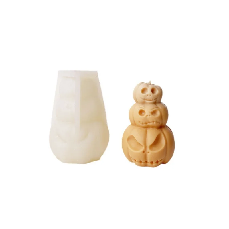 Halloween Three-Layer Pumpkin Scented Candle Silicone MoldDIYGypsum Resin Figurine Chocolate Cake Mold