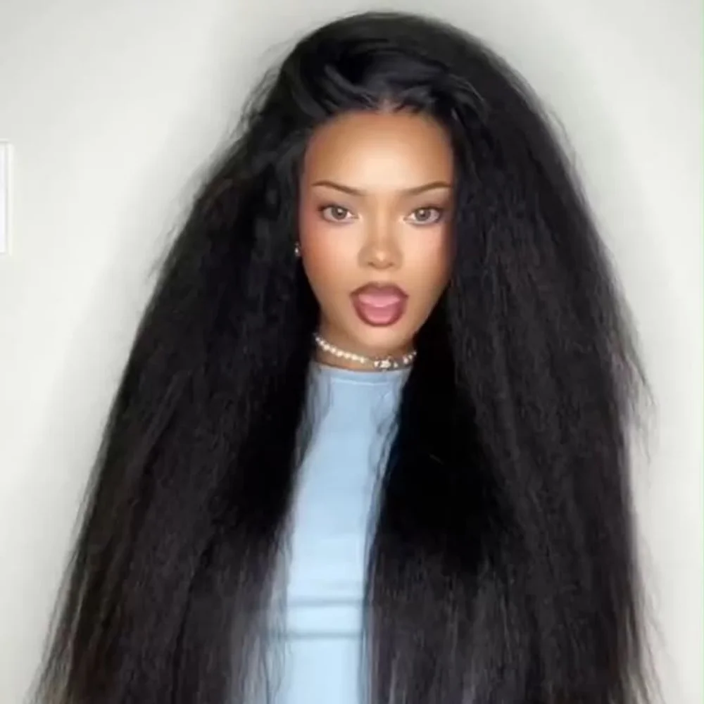 200% плотность прозрачные кружевные передние парики человеческие волосы курчавые прямые 13x4 предварительно выщипанные Yaki бразильские фронтальные парики женские человеческие волосы