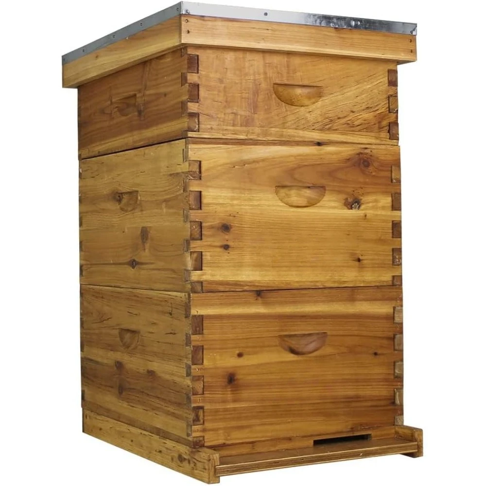 The Original Beeswax Coated Beehive Kit. Includes 2 Deep & 1 Medium Boxes with 10 Wooden Frames & Heavy Wax Coated Foundations