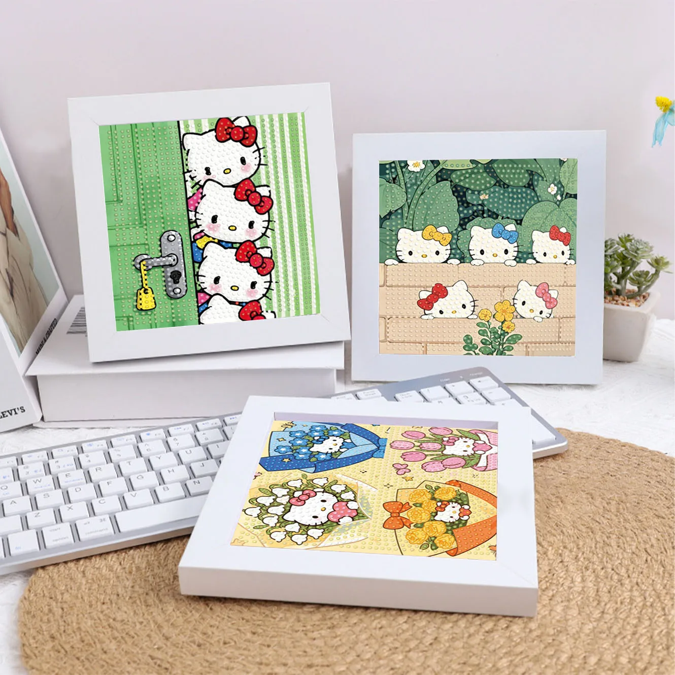 

Sanrio Hello Kitty Crystal Diamond Painting 5D DIY Cross Embroidery Kit Birthday Gift Children's Room Decoration Painting