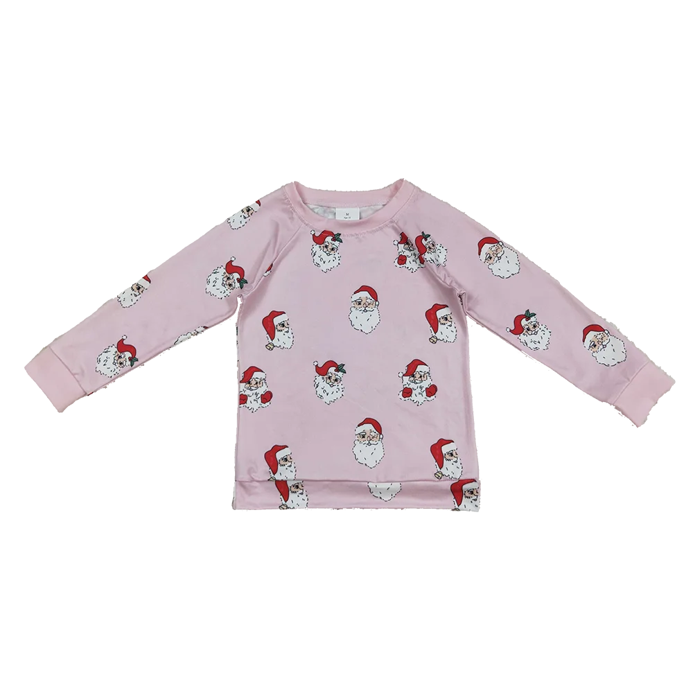 

8.15 Wholesale Hot Sale Western Boutique children clothing Baby Girls Pink Santa Snowflake Christmas Tee Shirts Top