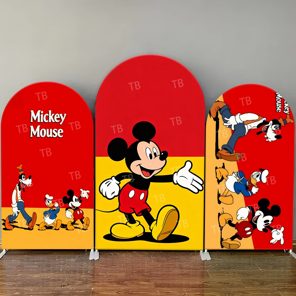 

Mickey Mouse Donald Duck Arch Backdrop Cover Vintage Cartoon Style Fun Photo Booth Props for Themed Parties & Home Decoration