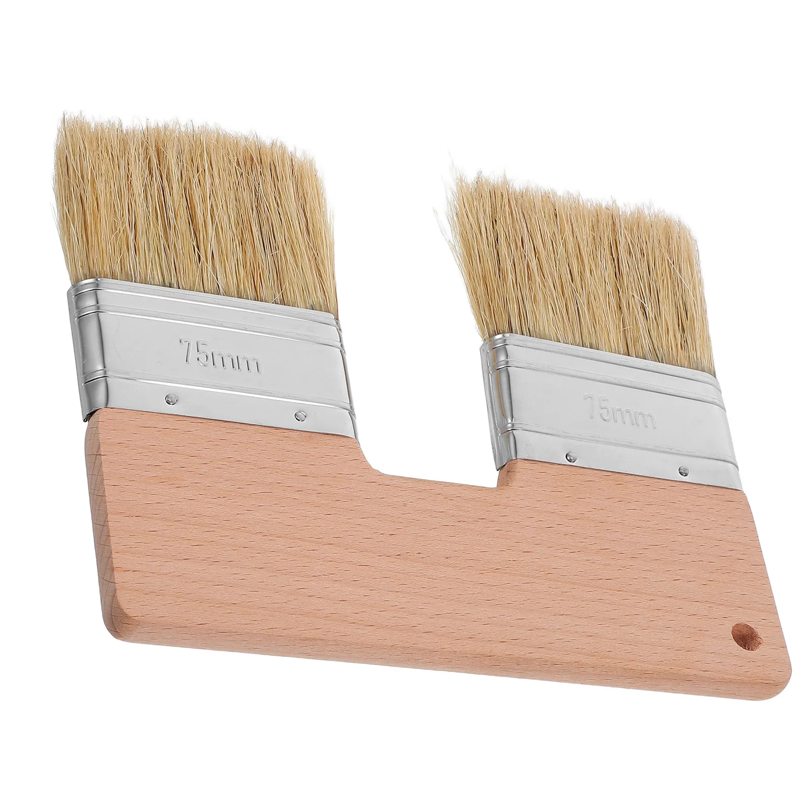Double Head Natural Pig Bristle Flat Brush U Shaped Painting Brush Double Color Oil Acrylic Paint Artist Supplies