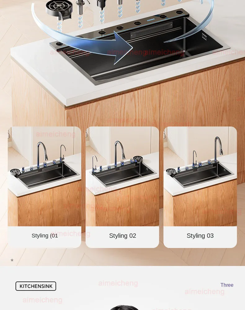 Neptune Star Whale Rain Vegetable Washing Basin Large Single Slot Thickened 304 Stainless Steel Sink Kitchen Household Dish Sink