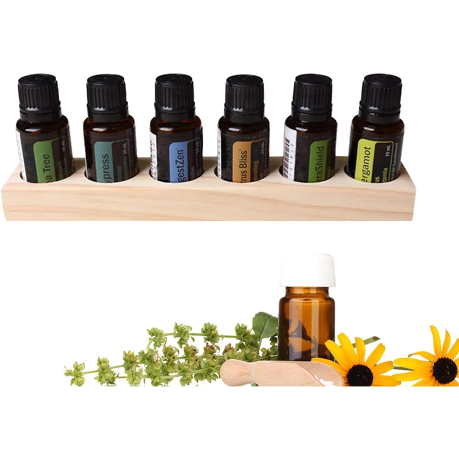 6-Hole Wooden Essential Oil Organizer
