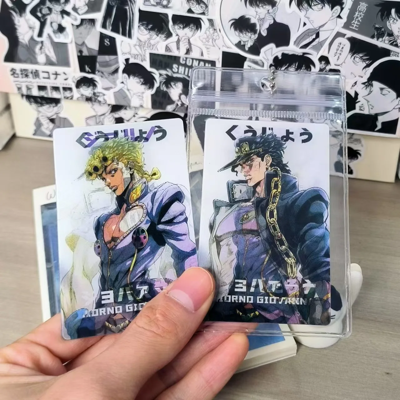 Bizarre Adventure Lenticular Card Jotaro Kujo & Jolyne Cujoh Keychain Backpack Pendant Niche Birthday Christmas Gift for Friends